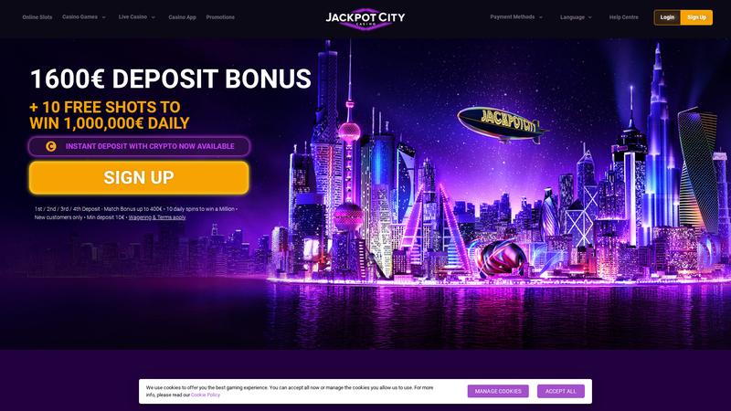 Jackpot City Casino homepage showing game selection and welcome bonus for Canadian players