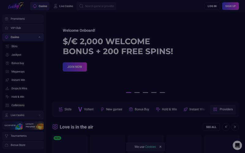 Lucky7even showing themed promotions and 777-based bonuses