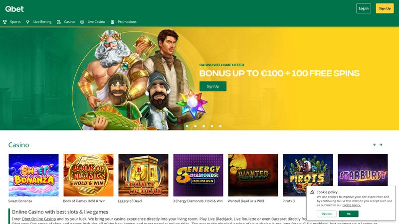 Qbet showing integrated sportsbook and casino with shared wallet